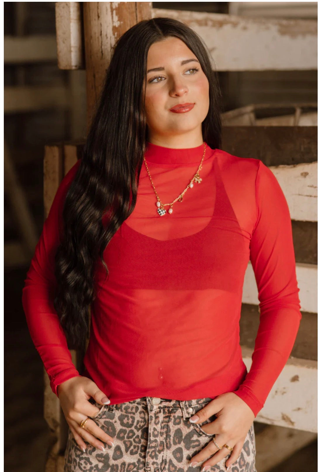 Sterling Kreek Meshed Out Red Top