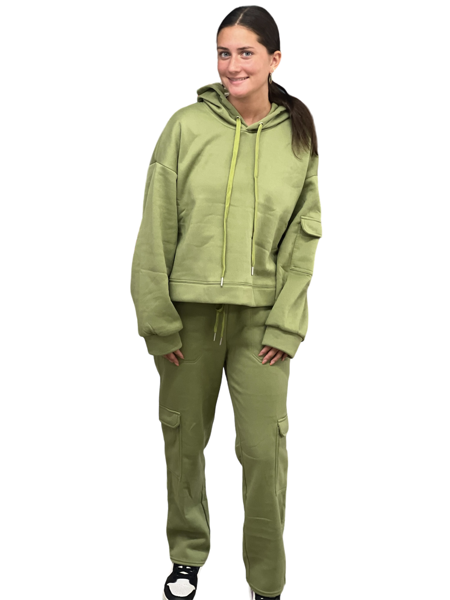 VeryJ Sweatshirt + Sweatpants Cargo Set