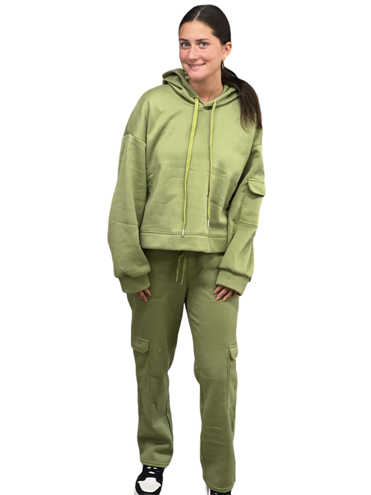 VeryJ Sweatshirt + Sweatpants Cargo Set