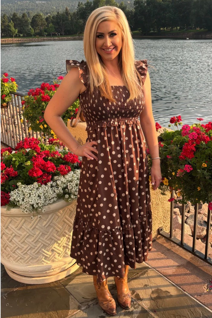 Mocha Dot Dress