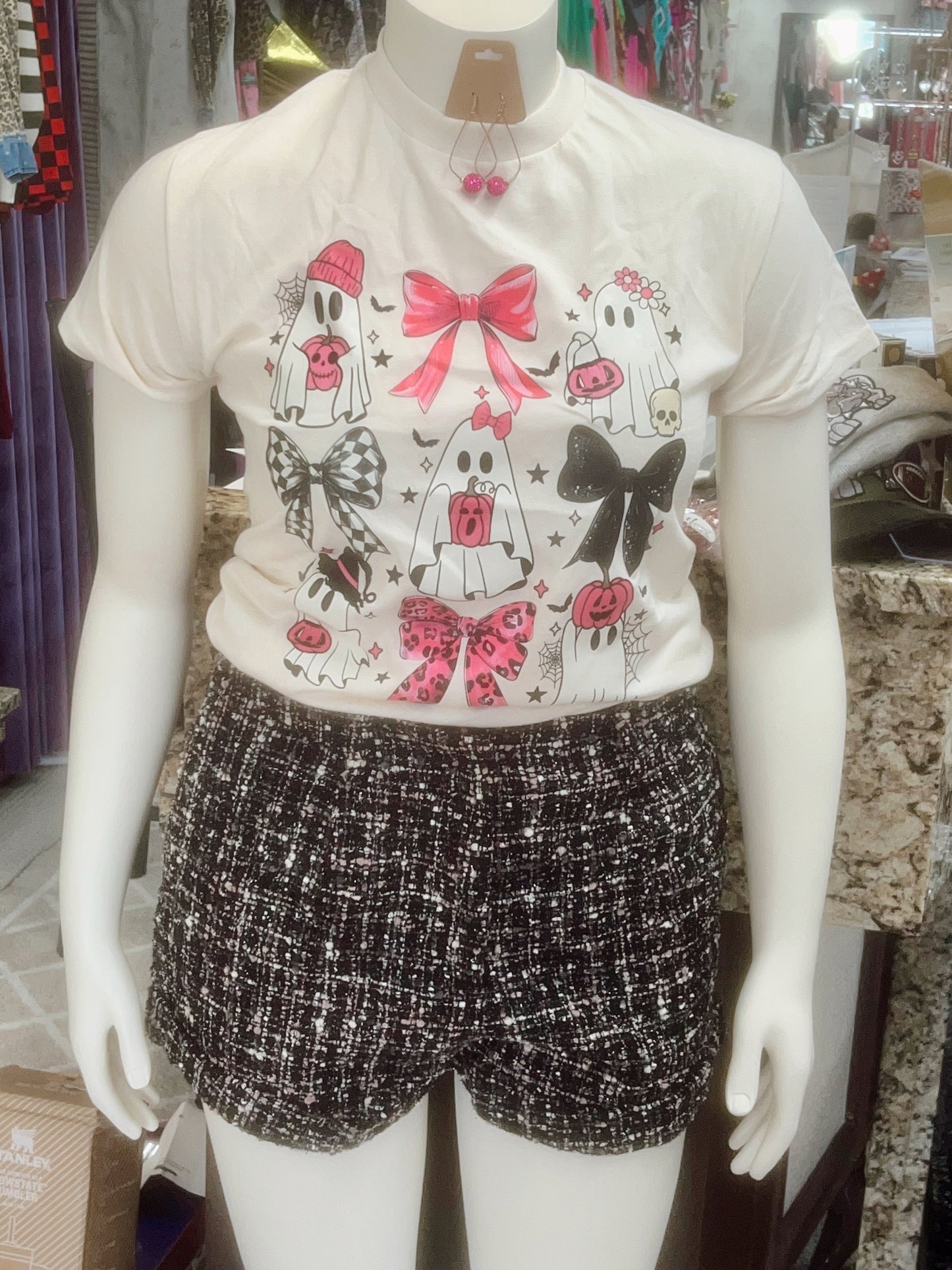 Pink Bow Ghost Graphic Tee