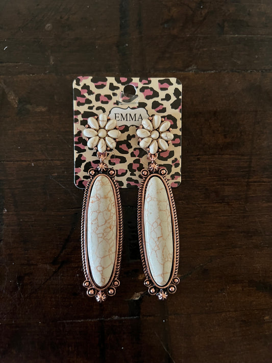 Squash Blossom Earrings- Ivory & Copper