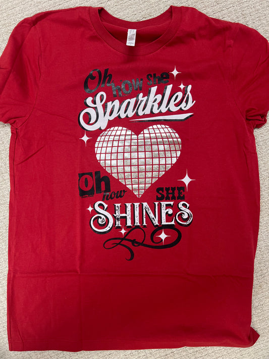 One24Rags She Sparkles & Shines Red Tee