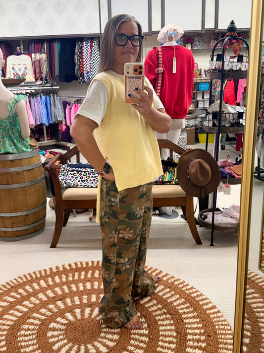 Sleeveless Hi-Low Light Weight Pale Yellow Sweater