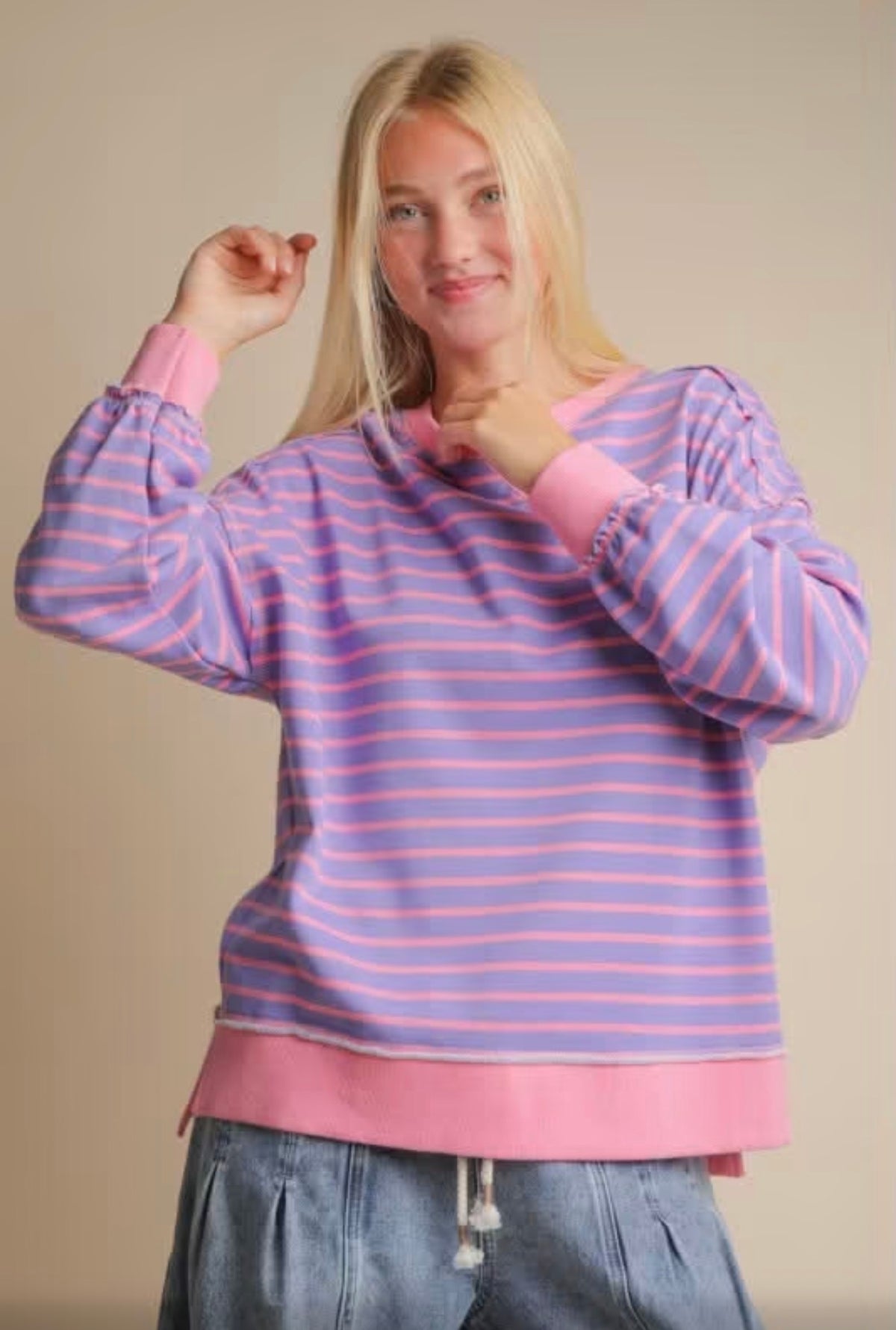 Stripe Casual Oversized Top