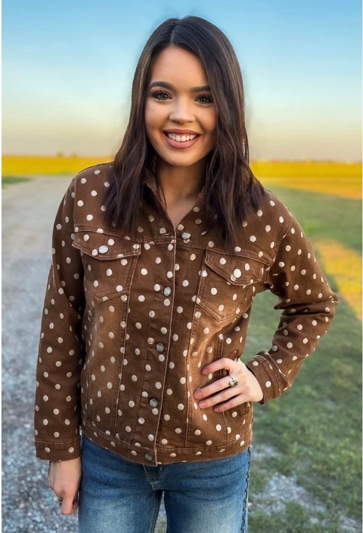 Mocha Dot Denim Jacket