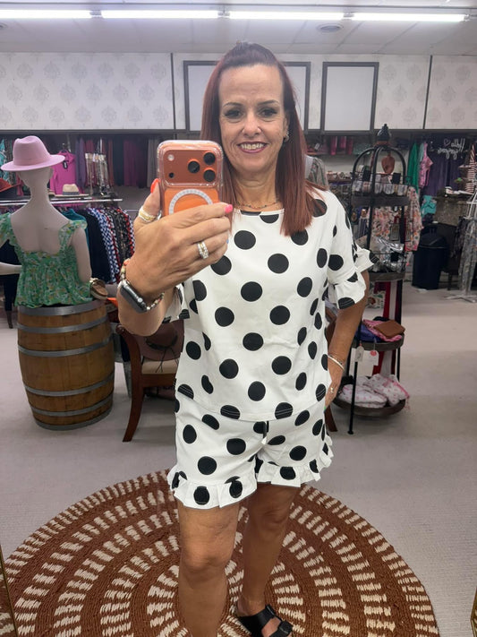Polka Dot Set w/ ruffled detail