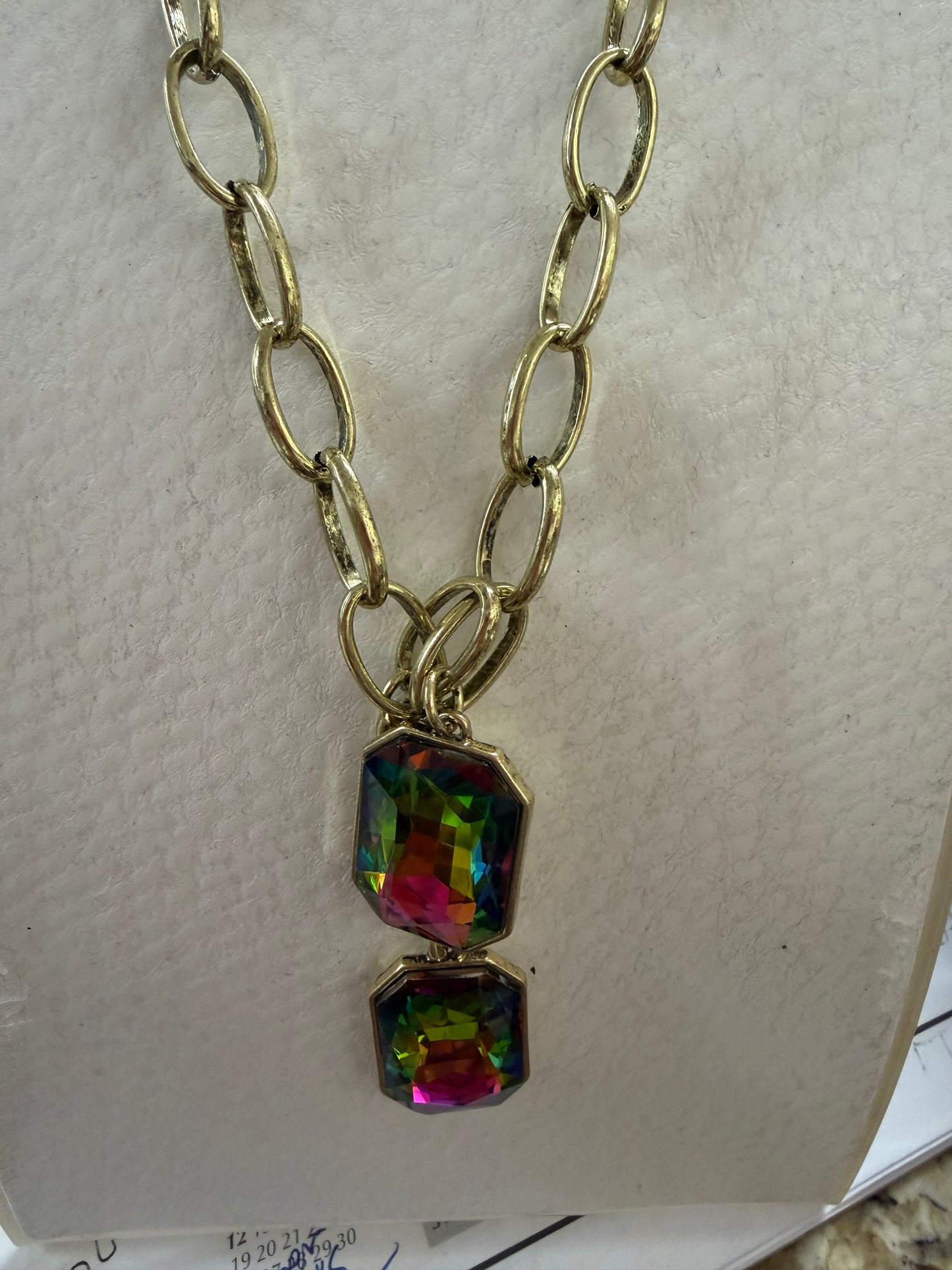 Gold Double Crystal Chain Necklace