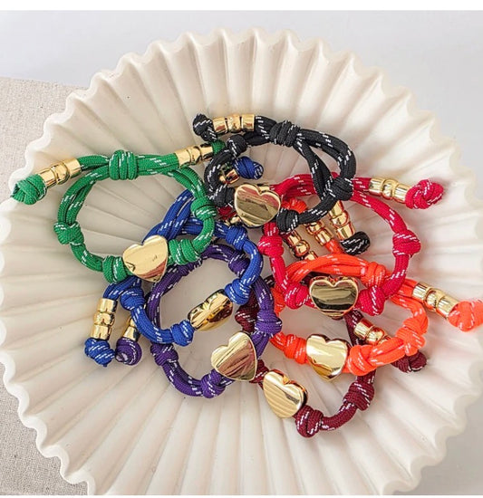 Knotty Cord Heart Bracelet
