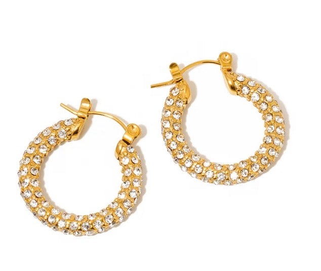 Lizzie Pave Hoops-waterproof