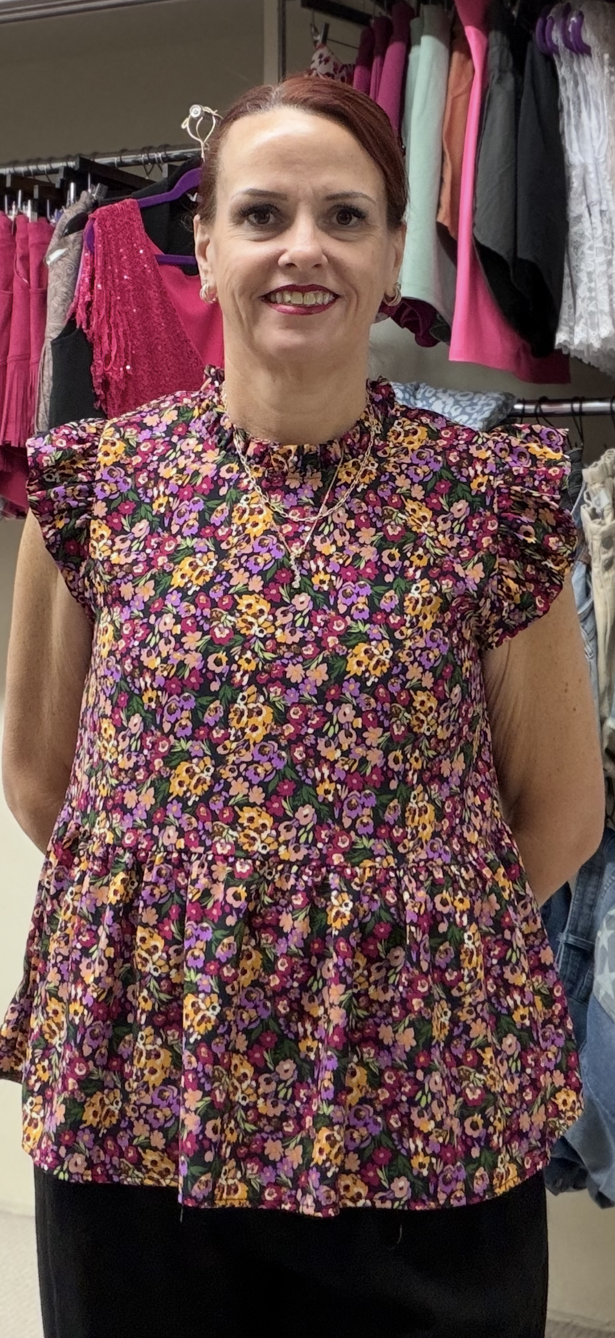 womens short sleeve floral blouse