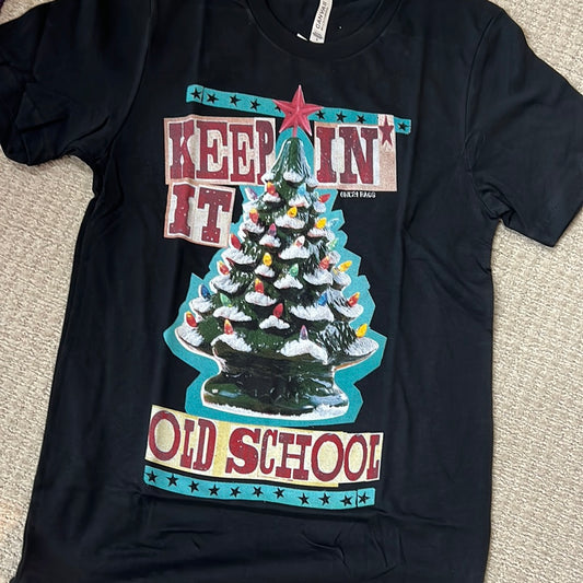One 24 Rags Black Old School Christmas Tee