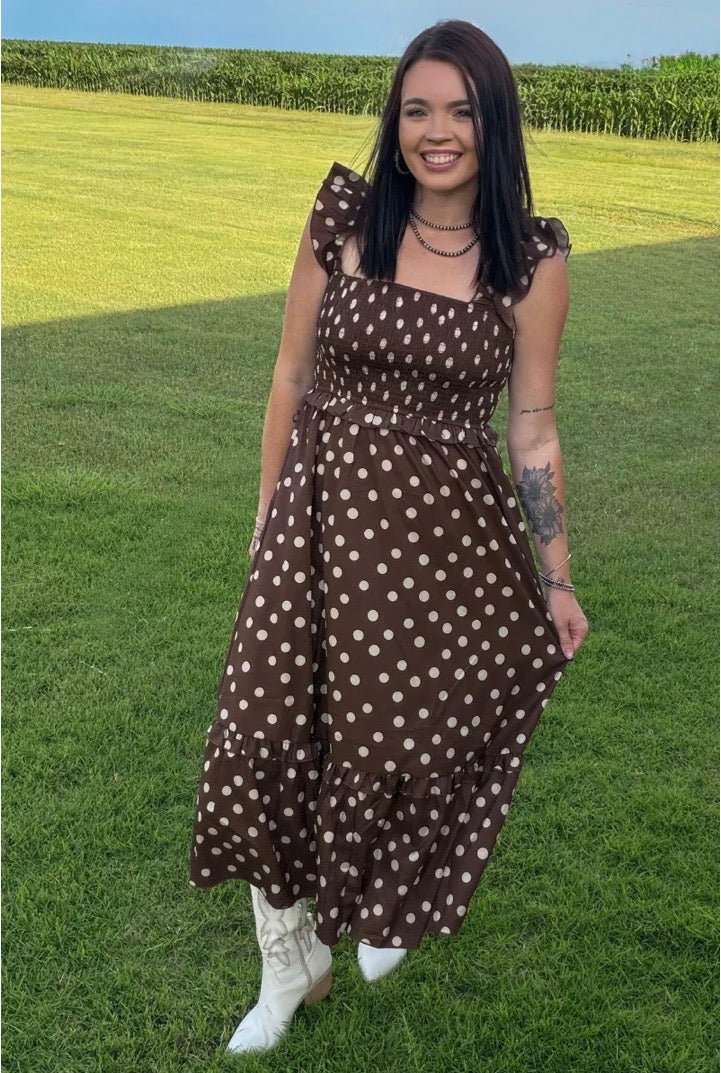 Mocha Dot Dress