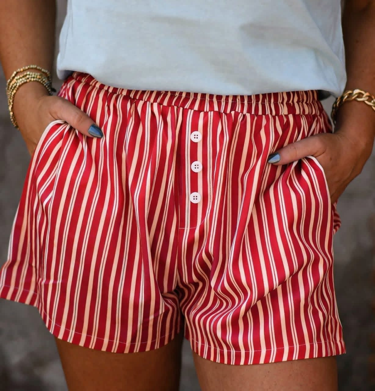 Striped Boxer Shorts w/ Pockets