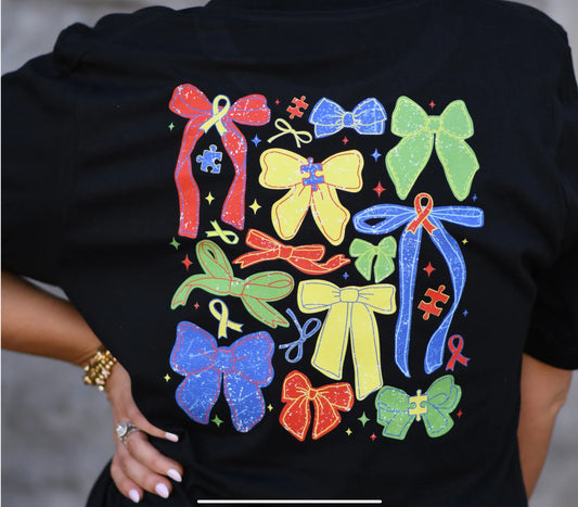 Autism Bow Black Graphic Tee