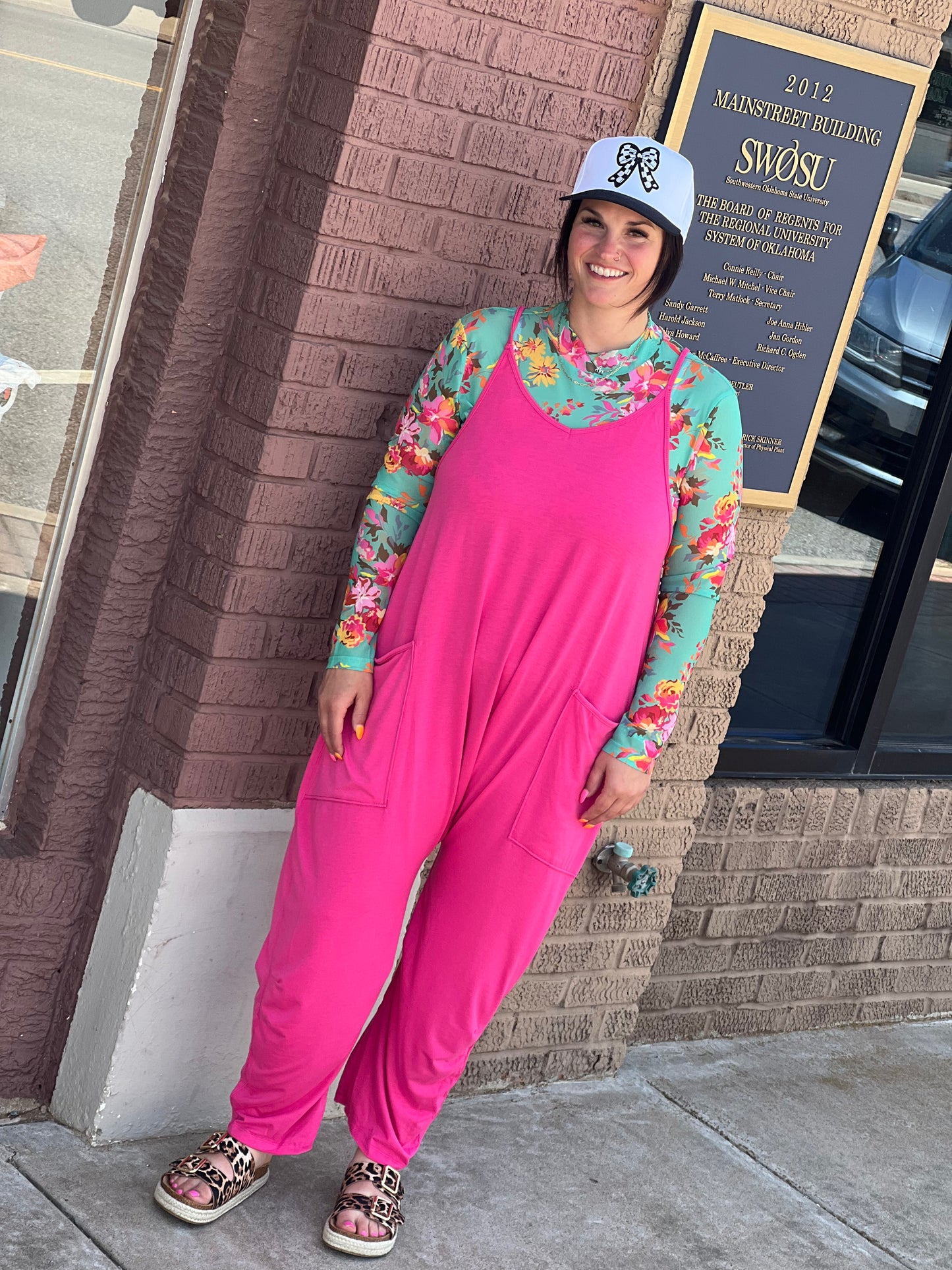 BiBi Neon Pink Patch Pocket Overalls