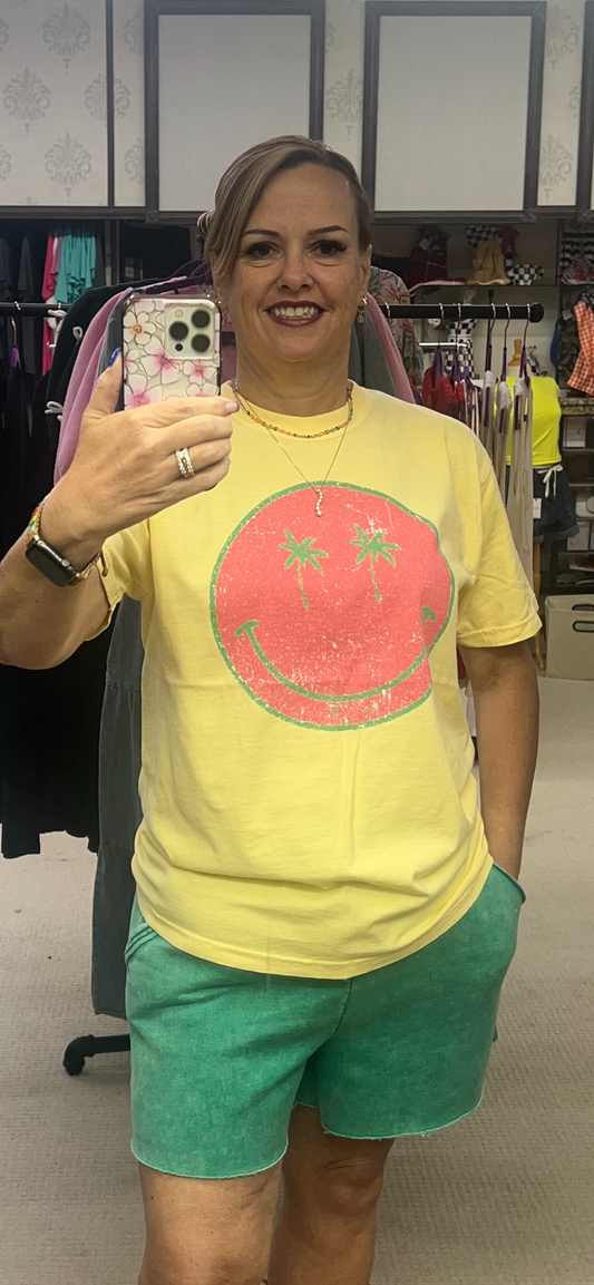 Palm Tree Smiley Graphic Tee