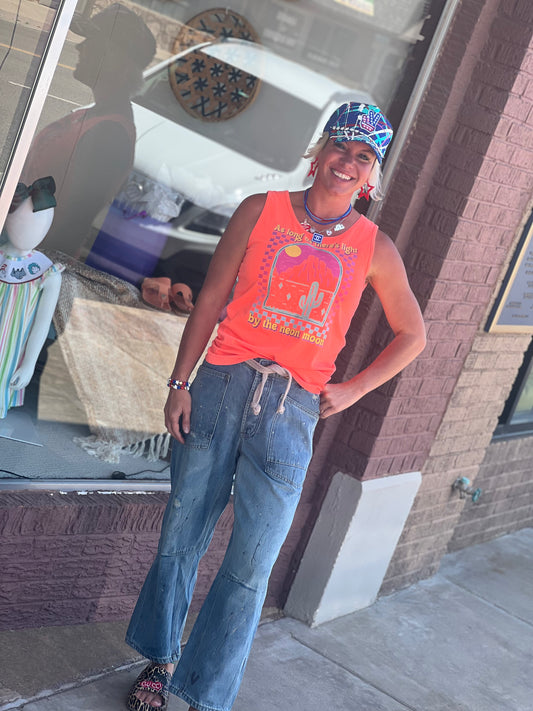 BiBi Braided Waist Belt Drip Painted Denim Pants