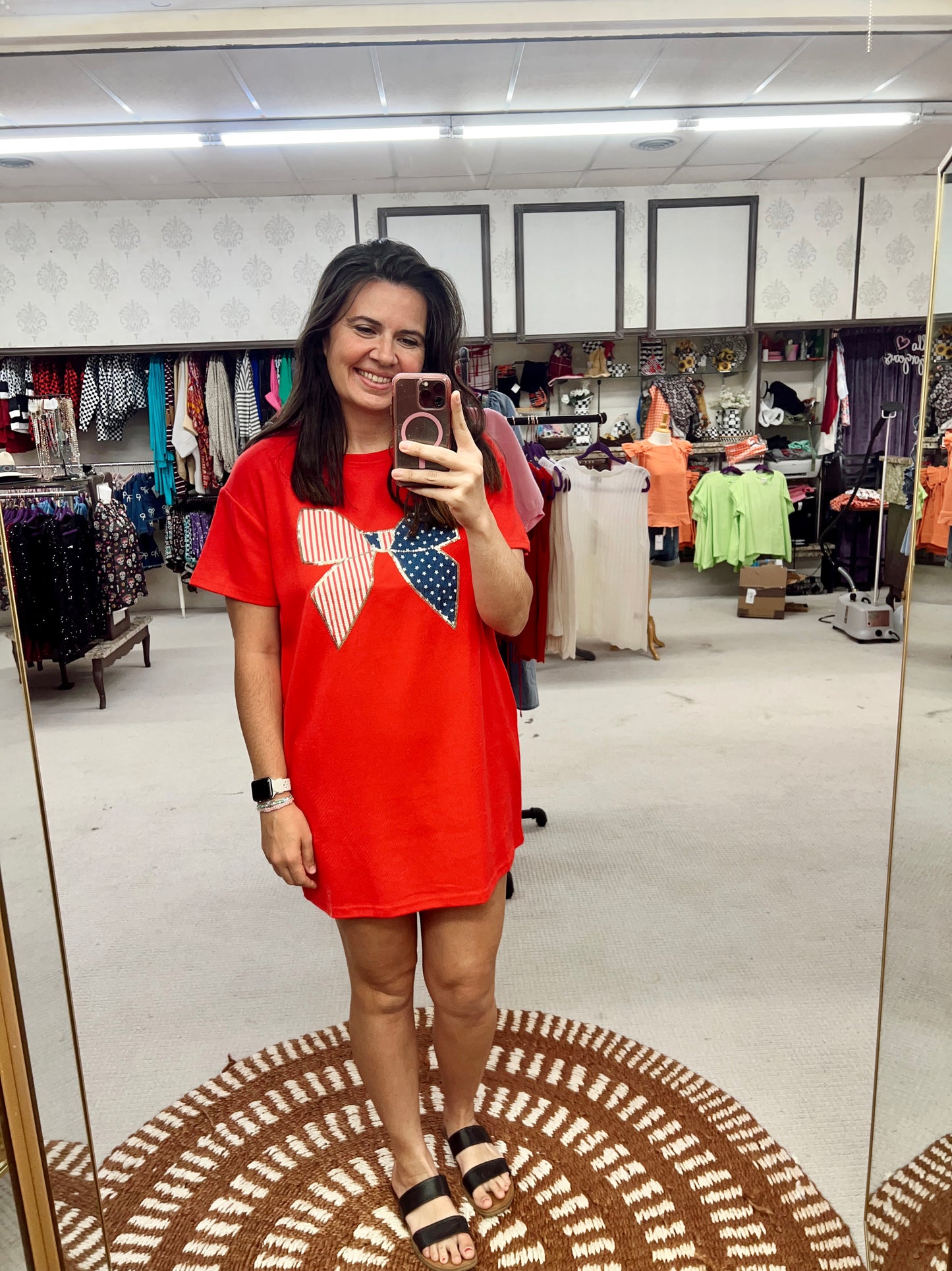 She + Sky Bow Detail Knit Red Dress