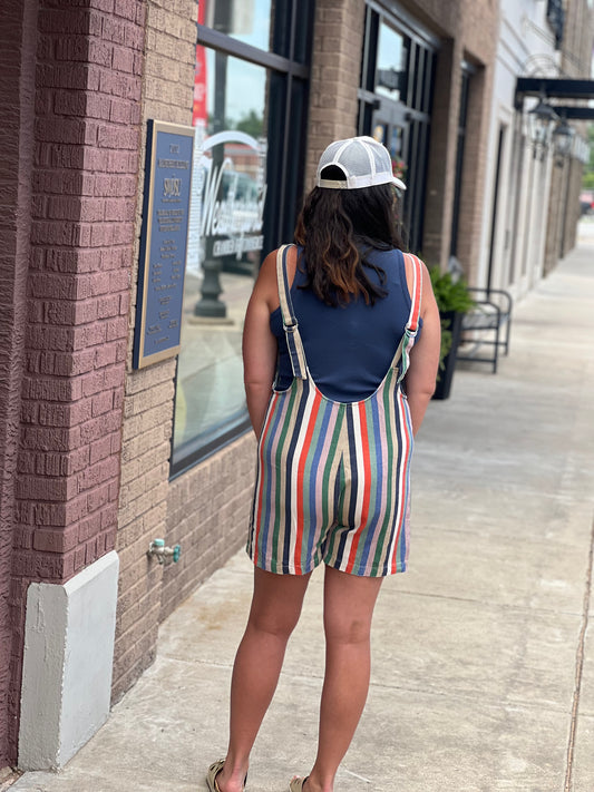 BiBi Multi Striped Denim Romper