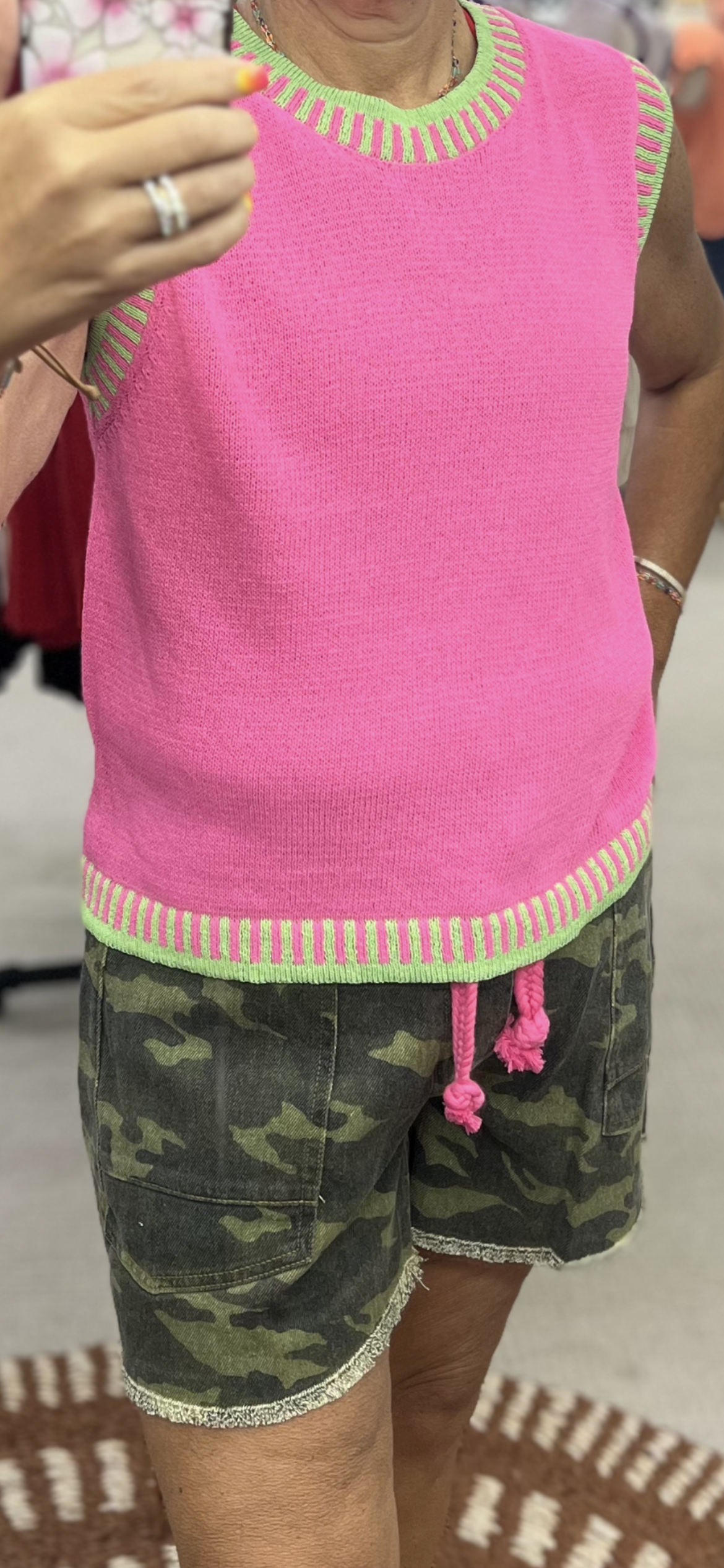 BiBi Braided Waist Belt Camouflage Shorts