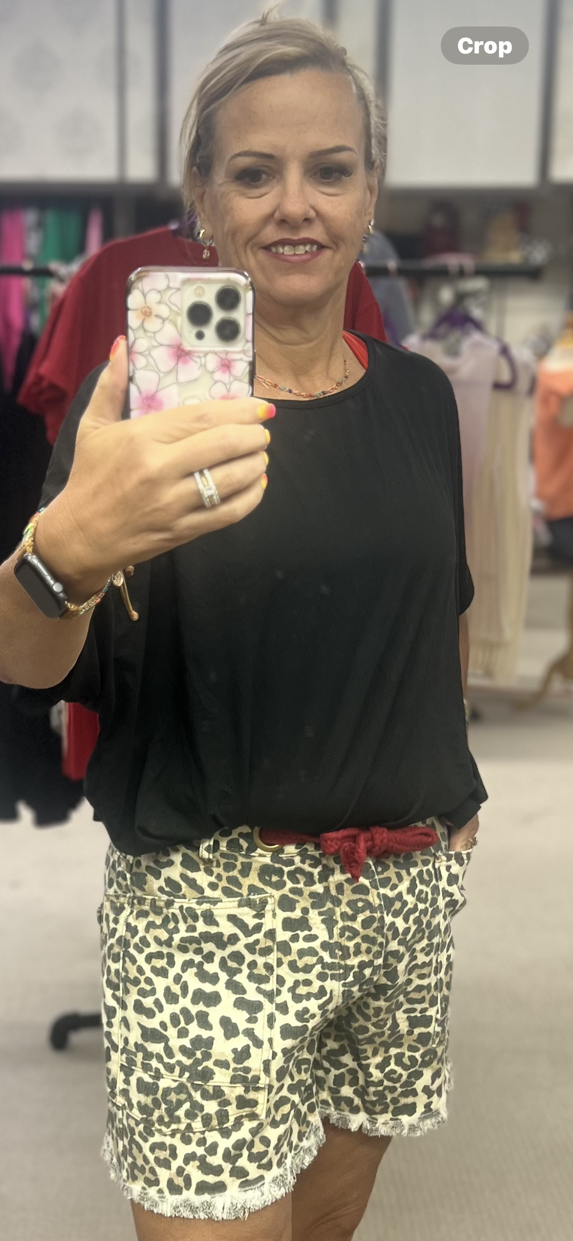 BiBi Braided Waist Belt Leopard Shorts