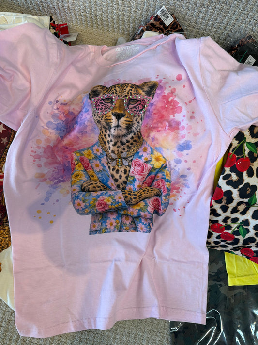 Keep it Gypsy Pink Leopard Bling T-Shirt