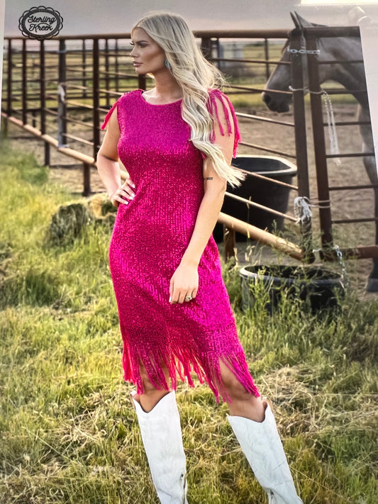 Regular Sterling Kreek Night Life Dress with Sequins and fringe