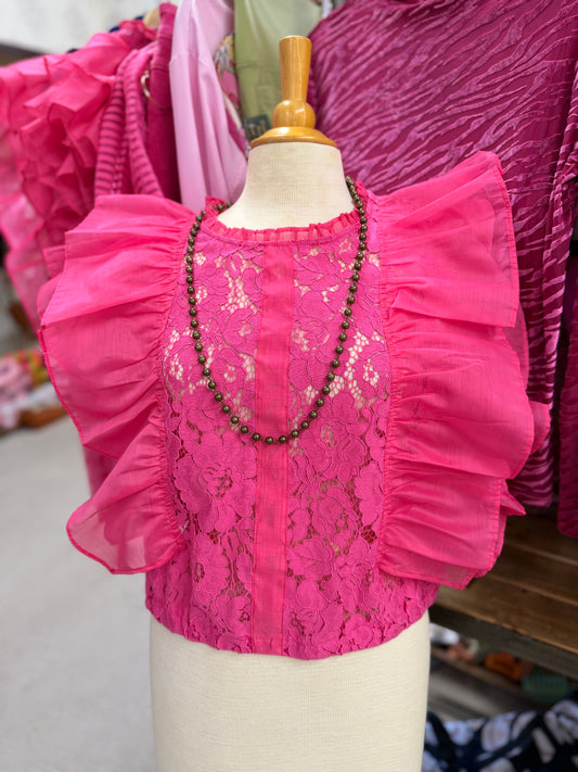 Pol hot pink lace blouse