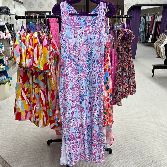 Regular Purple Fluorescent Print Sleeveless Maxi Dress