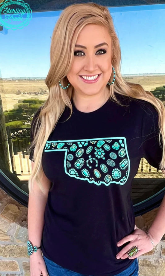 Sterling Kreek Oklahoma In Turquoise Tee