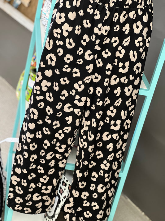 Reg Bombom Black w/ White Spots Wide-Leg Drapey Pant