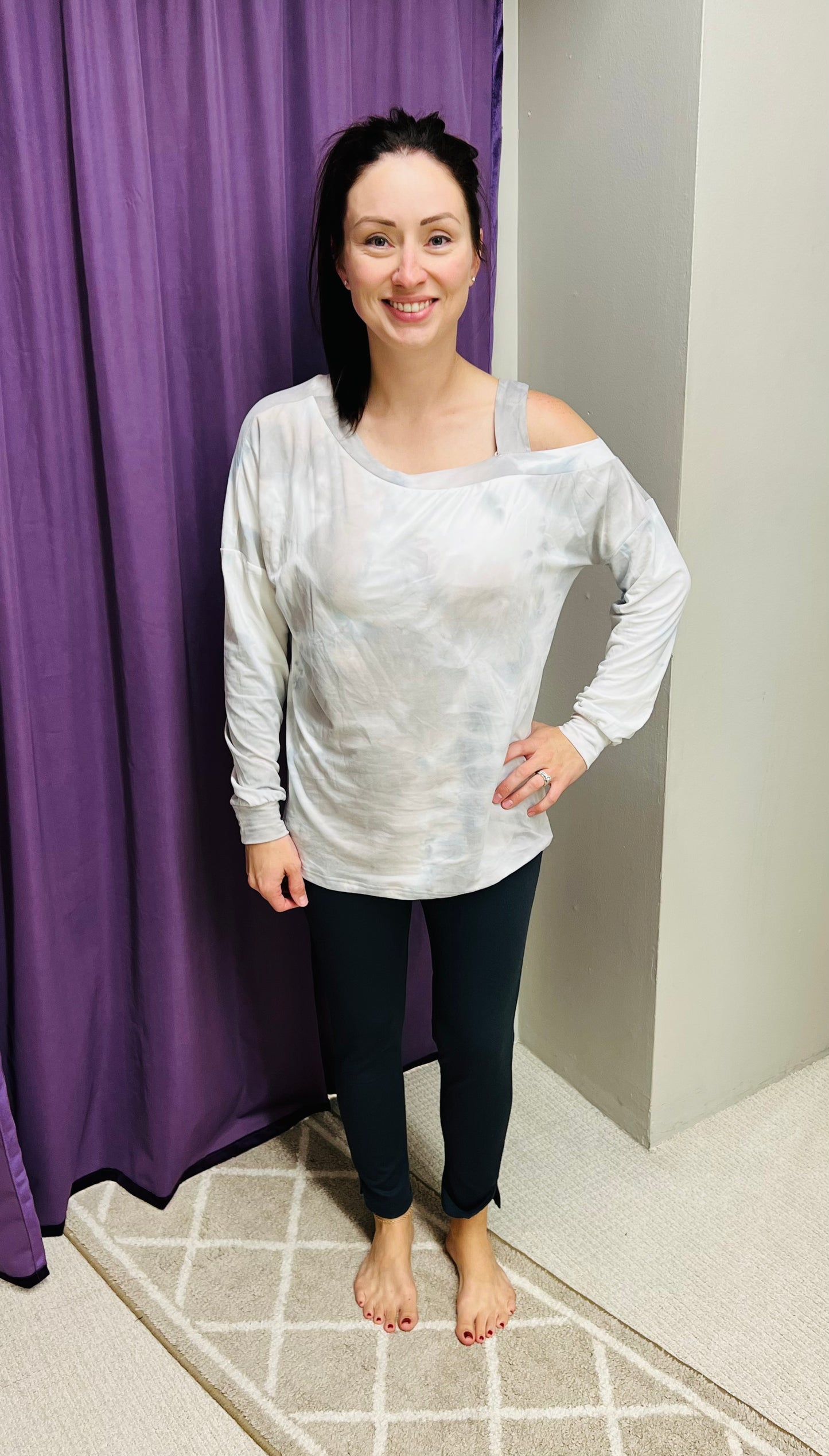 Tie Dye Cold Shoulder Long Sleeve Top