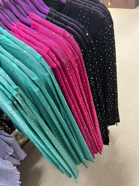 Regular LaRoseason Sequin Shiny Glitter Crop Sheer Top