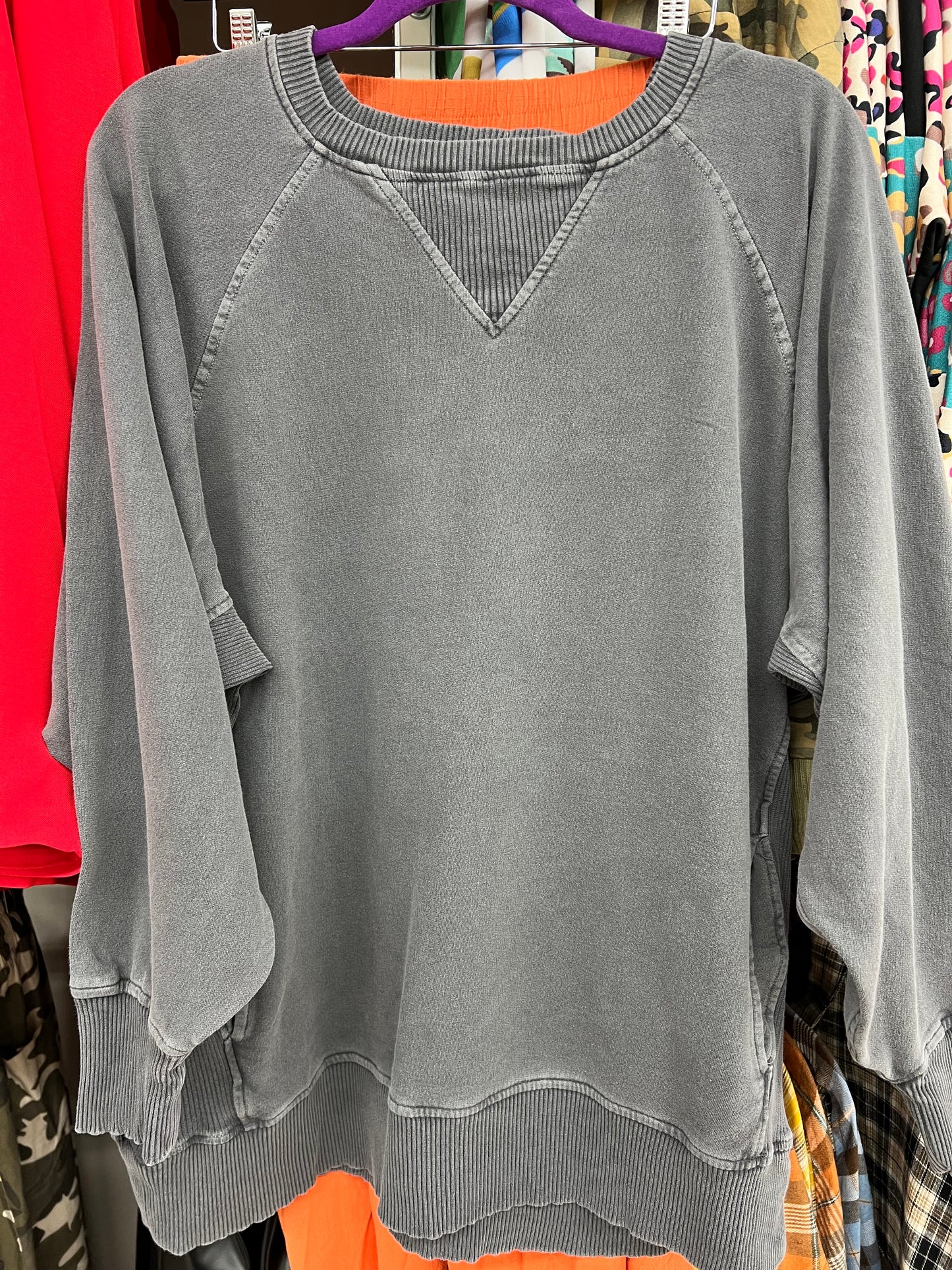 Curvy Zenana French Terry Pullover w/ Pockets