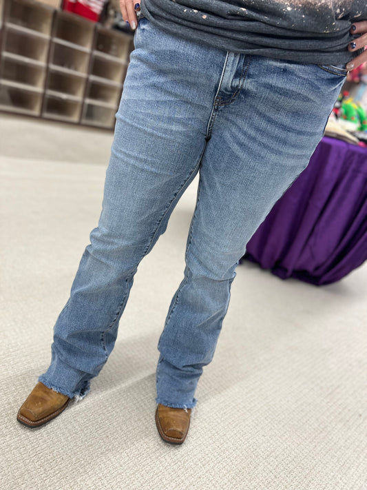 Regular Judy Blue HW Double Button Bootcut Jeans