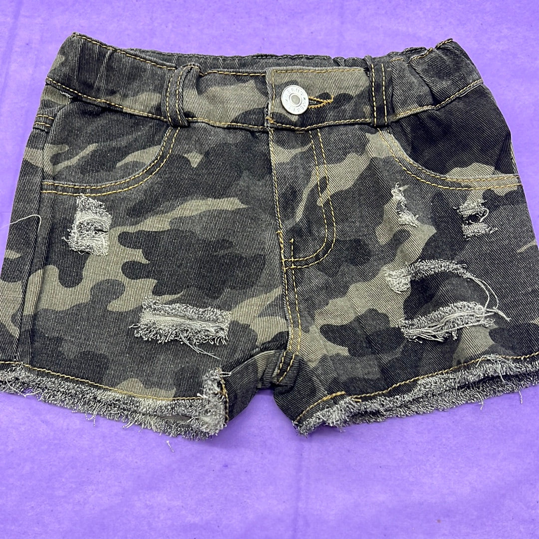 Girls Camouflage Denim Shorts