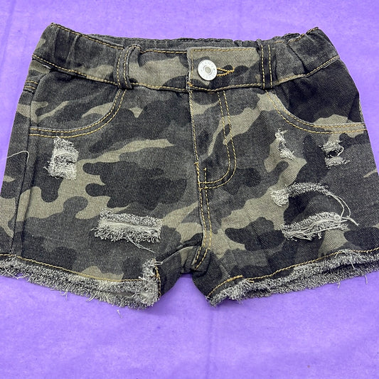 Girls Camouflage Denim Shorts