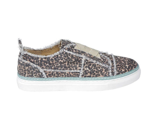 Myra Cosier Brown Leopard Canvas Sneakers No Laces