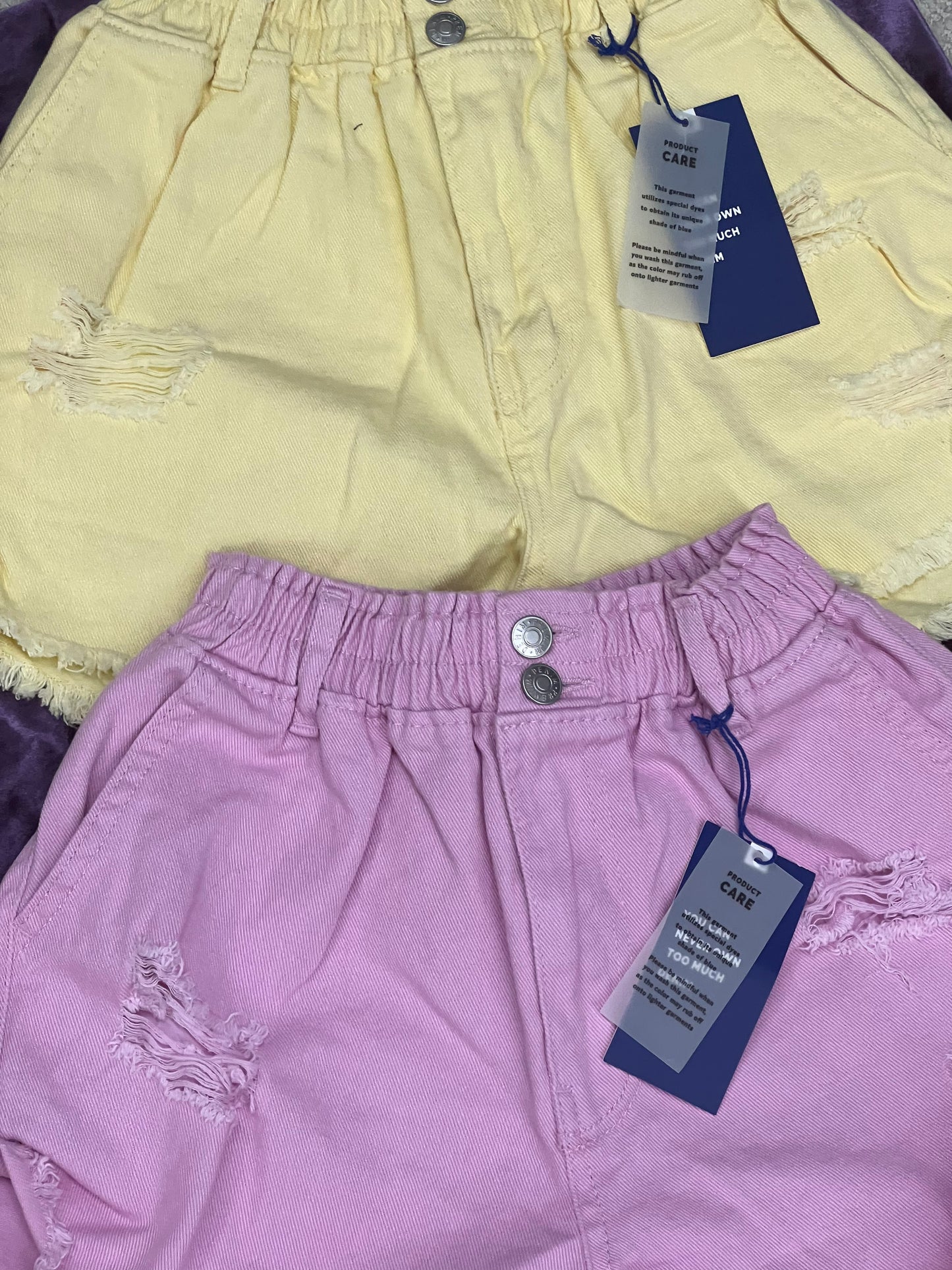 Regular Trend:notes Distressed Elastic Waist Cut Off Shorts