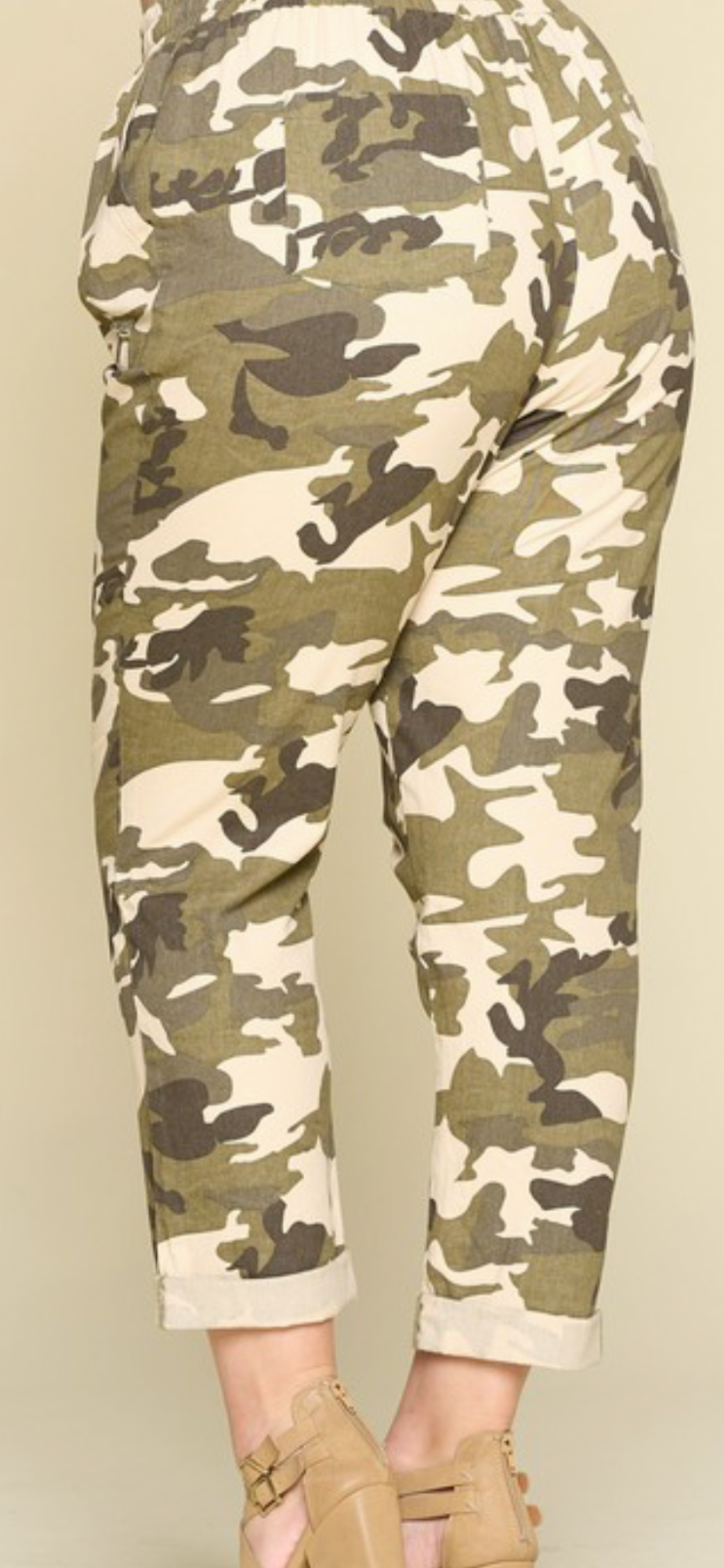 Curvy Oddi Camouflage Printed Distressed Jogger Pants