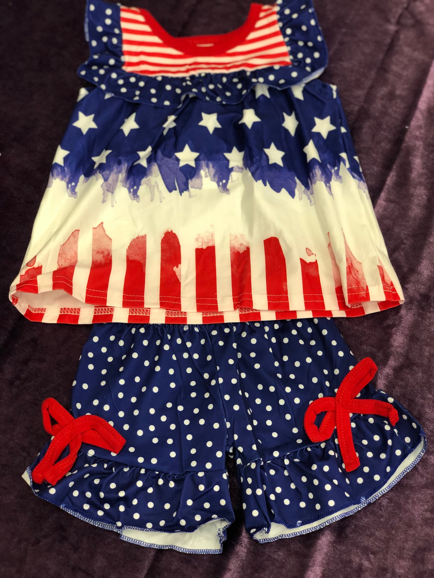 Girls Stars & Stripe Tunic w/ Polka Dot Shorts