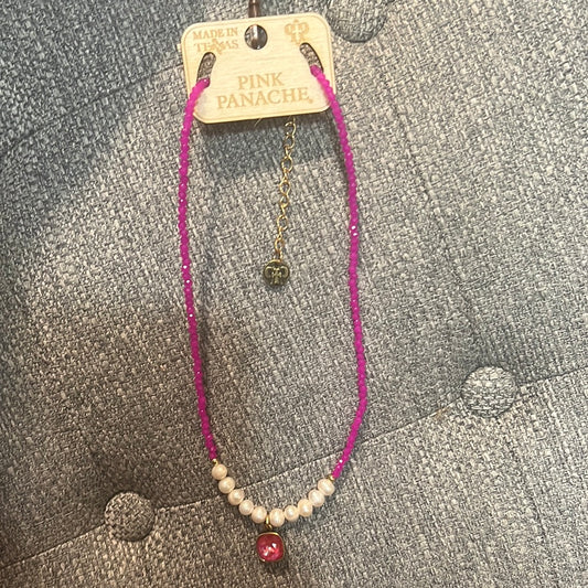 Pink Panache Fuchsia Crystal & Pearl Bead Necklace