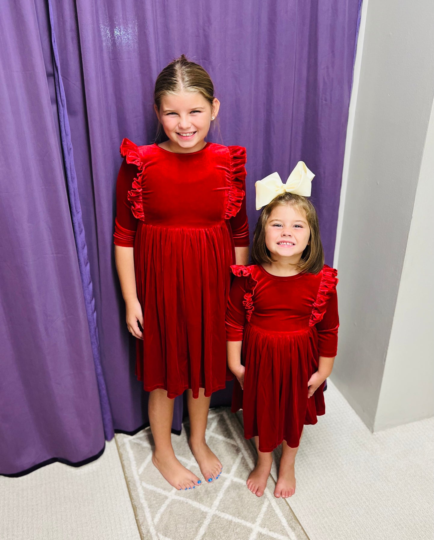 Girls Velvet Ruffle Twirl Dress