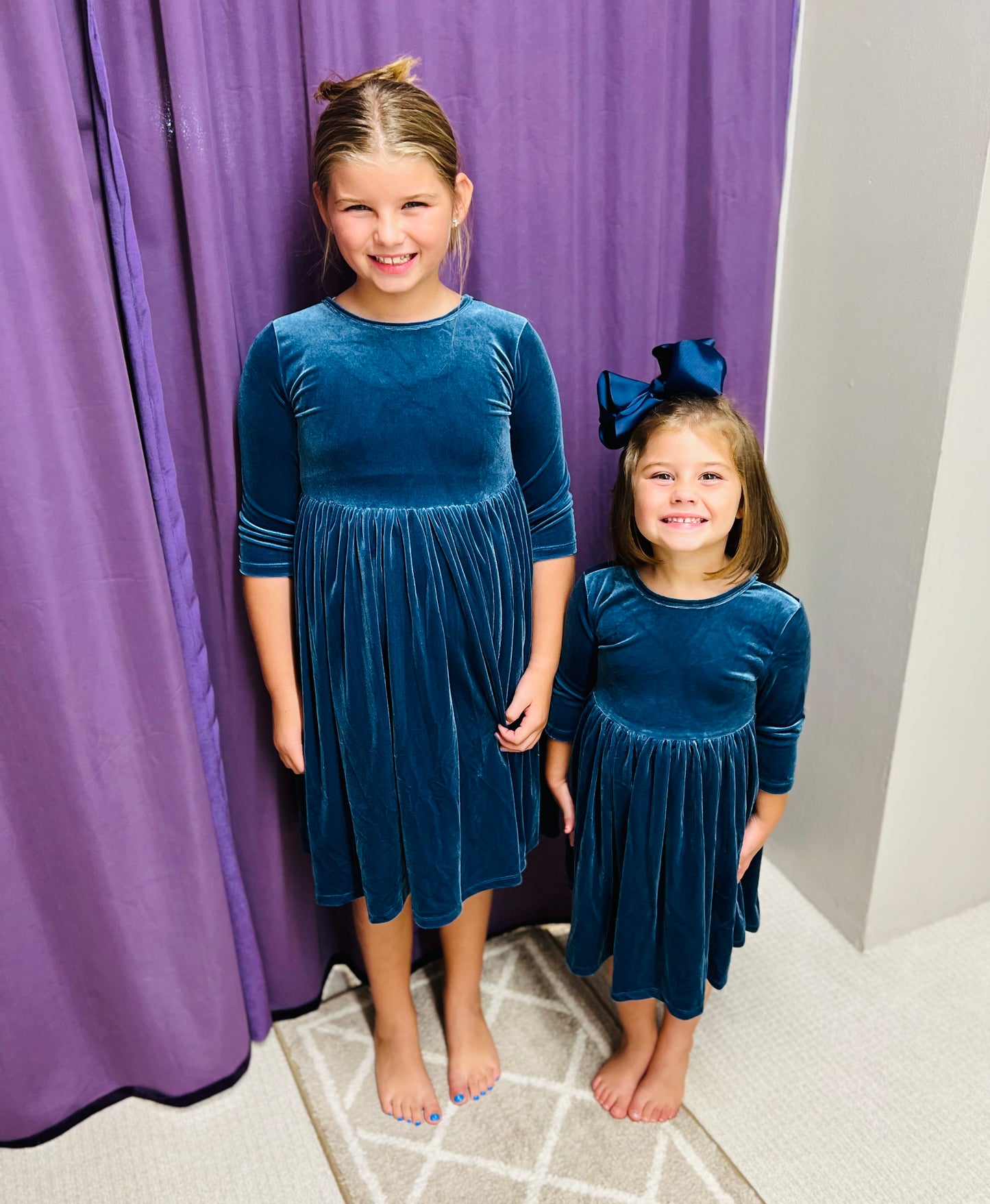 Girls Velvet Ruffle Twirl Dress