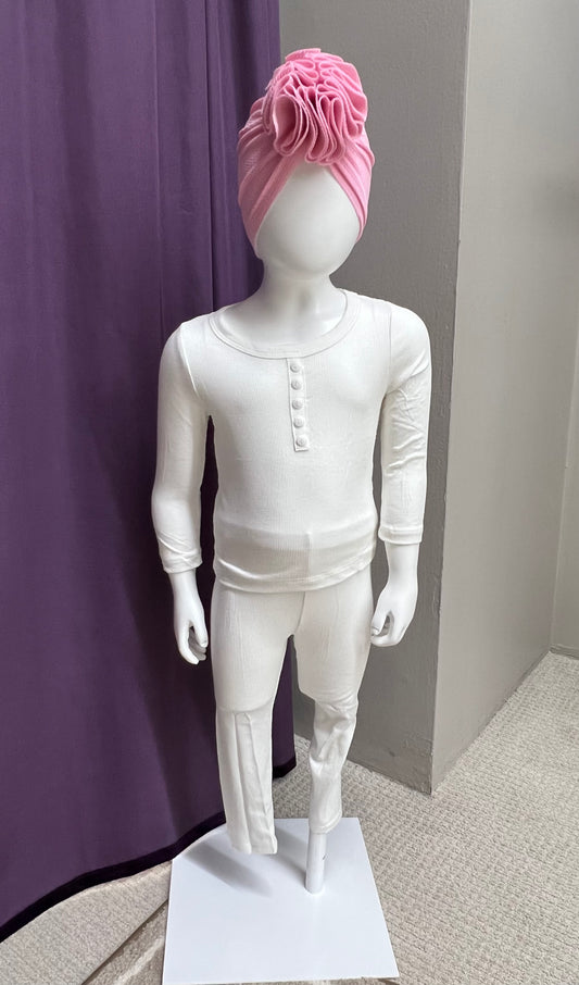 Girls Ivory Organic Material Pajamas