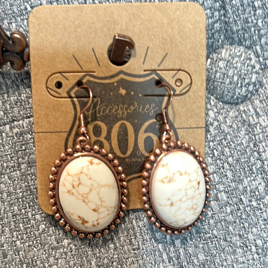 806 Copper Setting w/White Stone Earrings