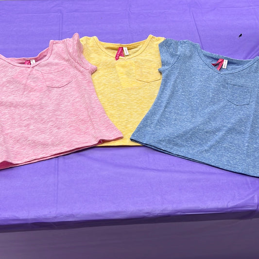Girls Heathered Mix V Neck Pocket Tee