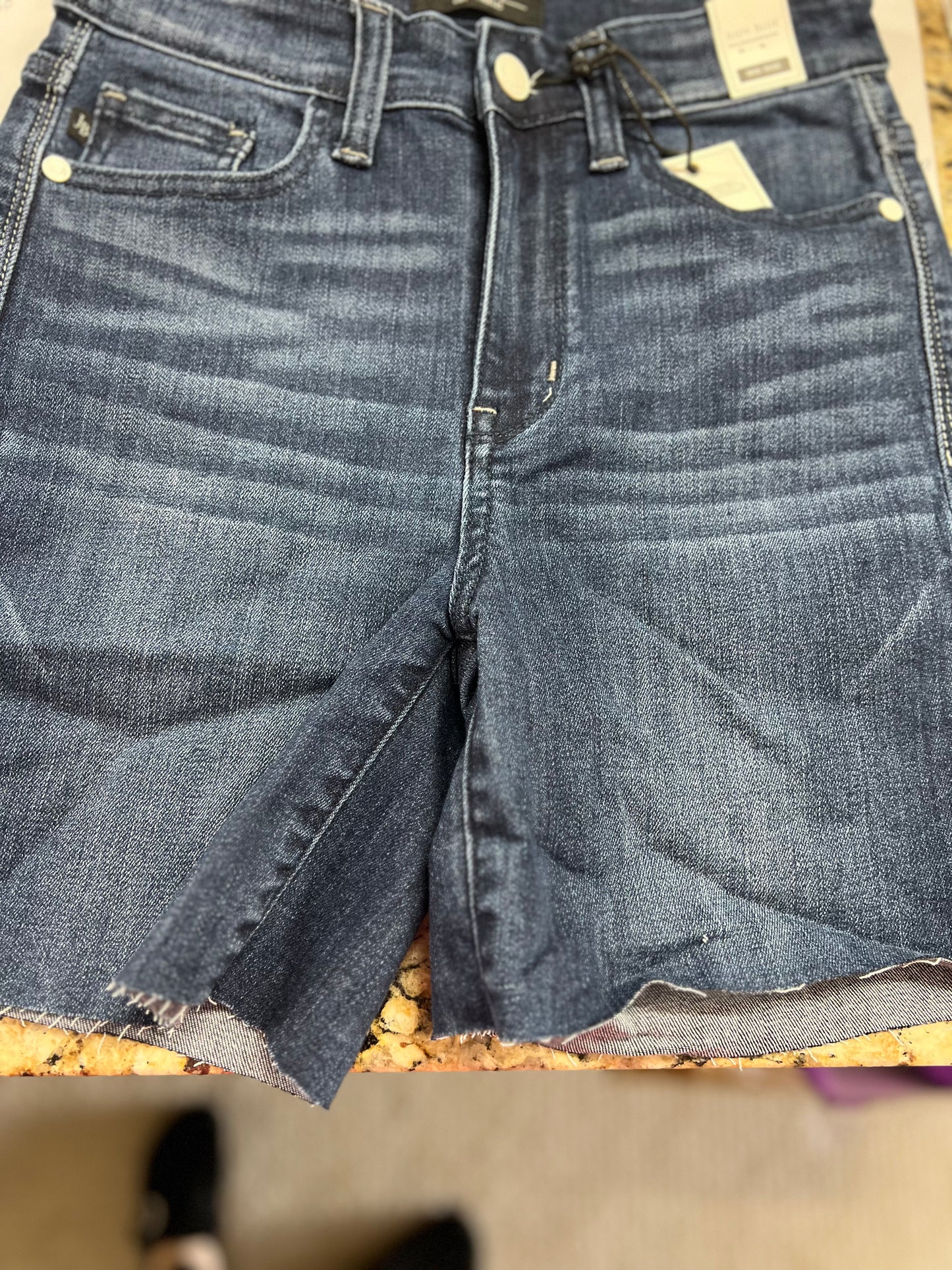 Regular Judy Blue Dk Zip Raw Hem No Distress Shorts