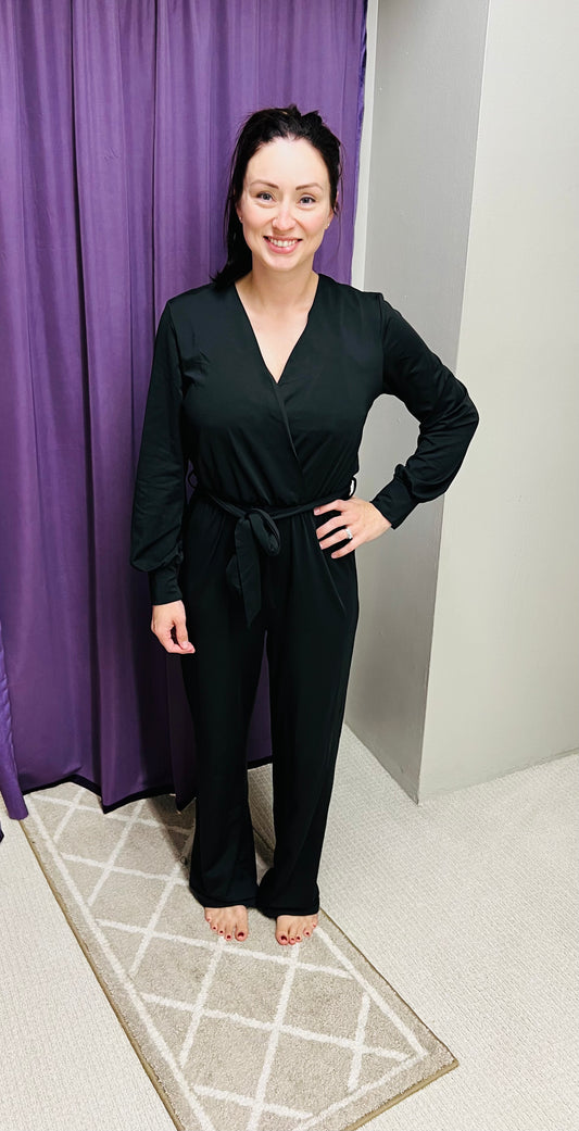 Regular El Kanna Black Casual VNeck Jumpsuit
